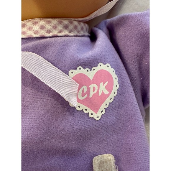 Cabbage Patch Kids Baby Doll Purple Sleeper Blond Hair Blue Eyes CPK - Picture 2 of 4